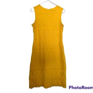 Sharagano yellow lace cocktail dress size 6